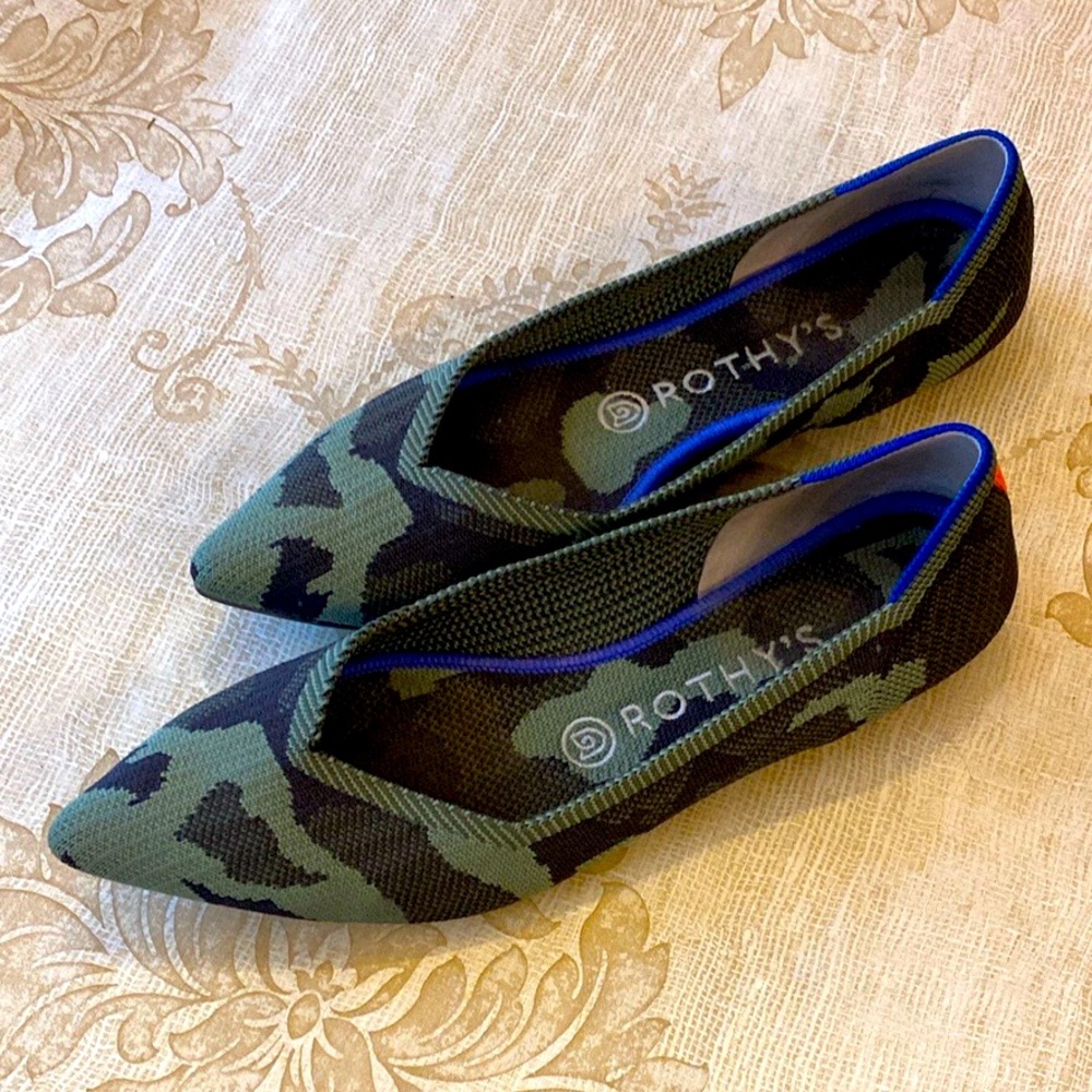 Rothy’s The Point Flats Green Camo Size 9